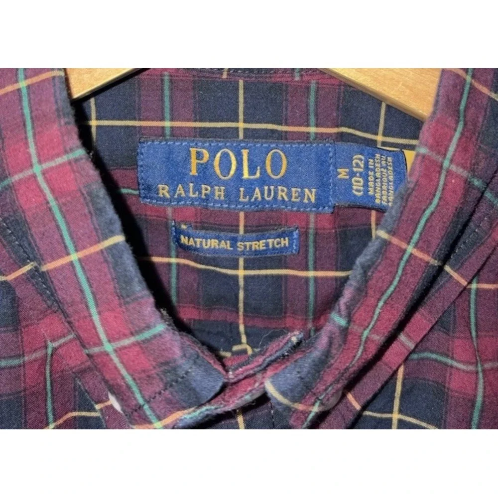 Polo Ralph Lauren Boys Plaid Button Down‎ Medium 10/12 Sport Shirt